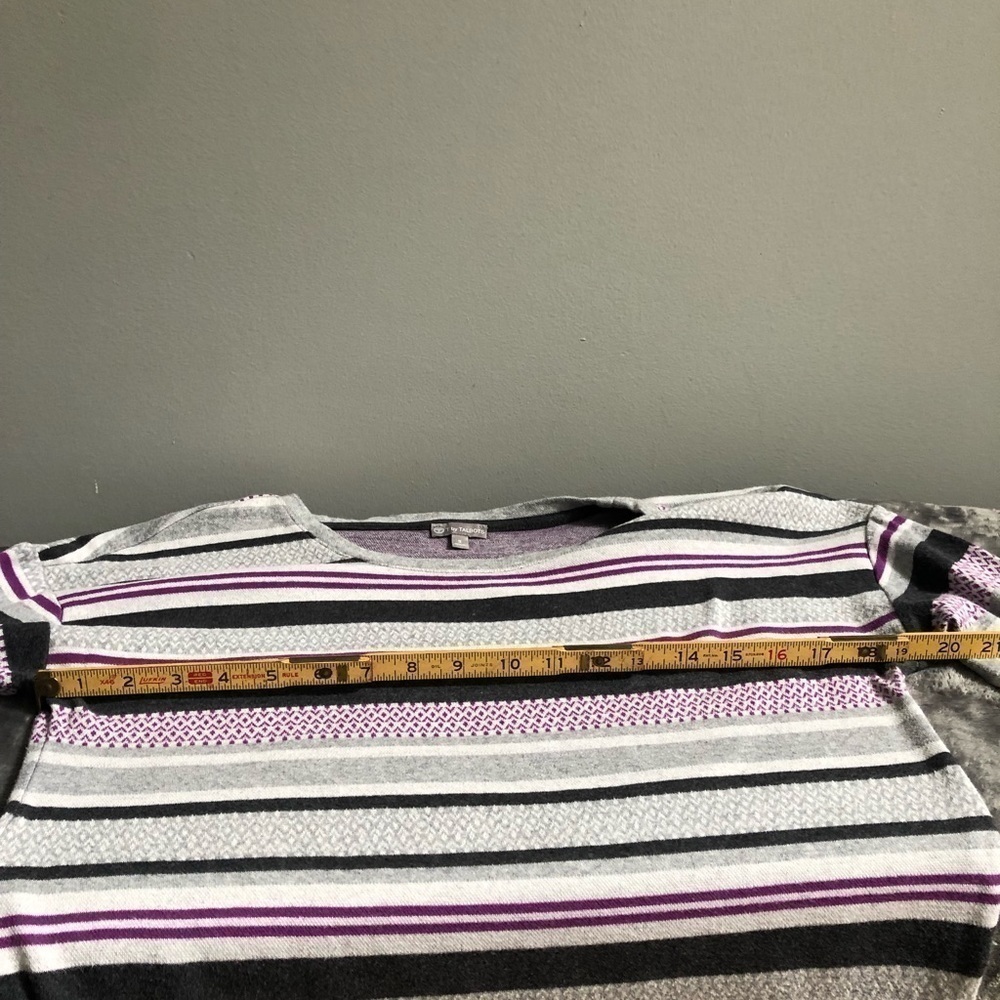 t for Talbots purple grey striped Long sleeve sweater top size small #w1019 - Picture 6 of 9